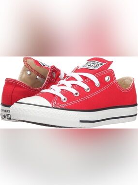 Converse Red Canvas Low-Top Sneakers with White Laces